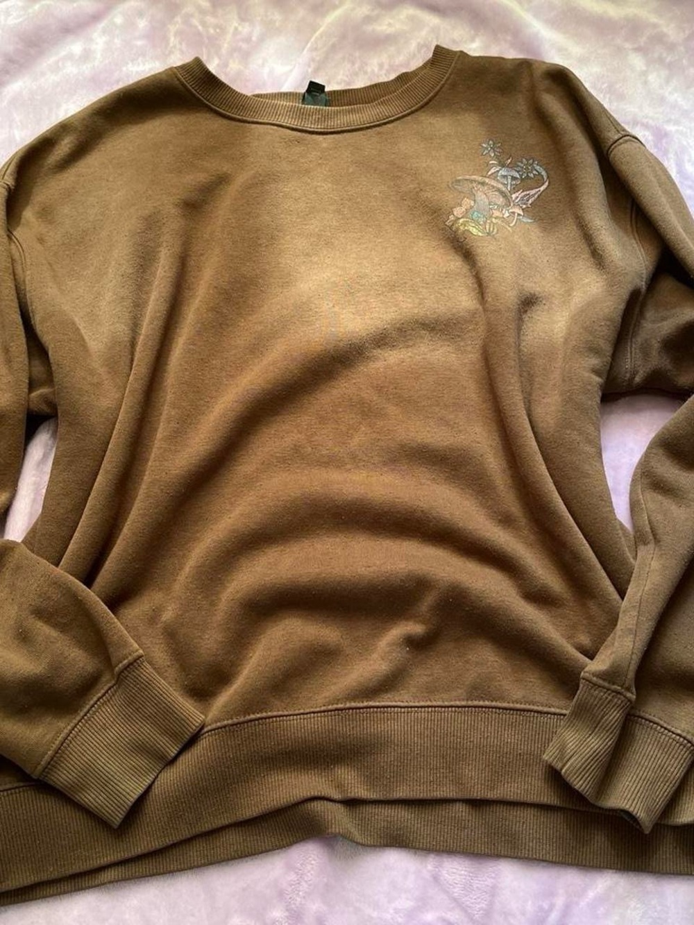 wild fable Brown Ribbed Crewneck Sweatshirt